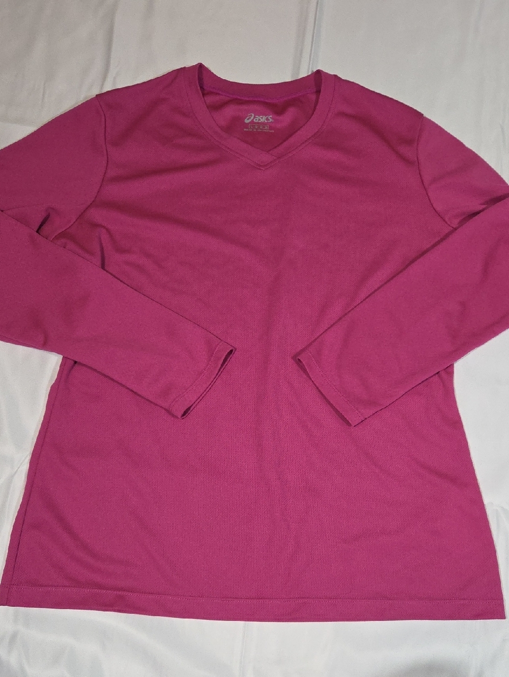 Asics Size Large V-neck Long Sleeve Athletic Shirt Womens